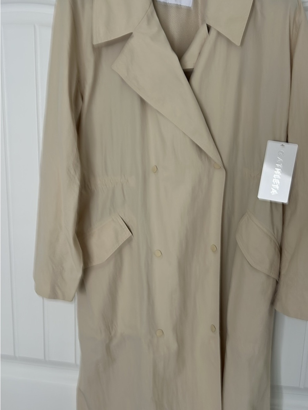 Unbranded Women's Cream Double-Breasted Trench Coat